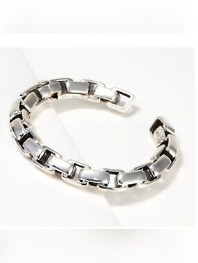 JAI Sterling Silver Oversized Box Chain Cuff